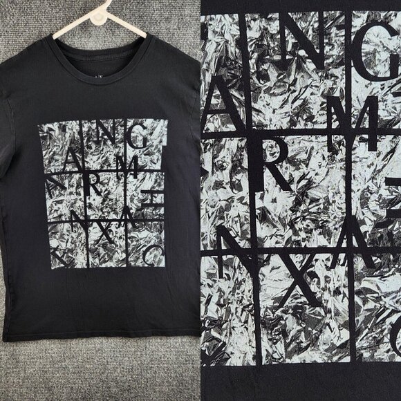 Armani Exchange T-shirt Women Large Logo Short Sleeve Black Graphic Soft Adult - Picture 1 of 14